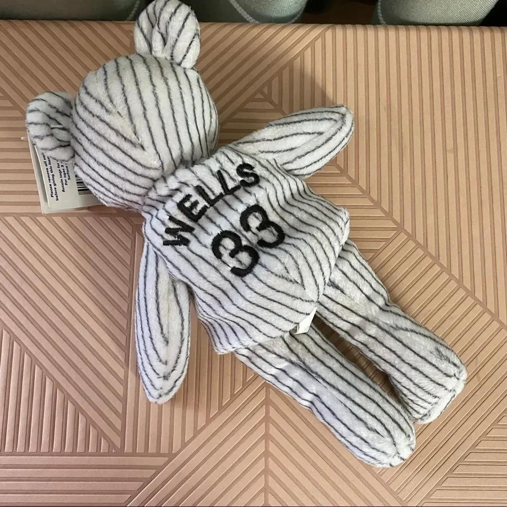 Bamm Beano's Stuffed Bears 24 Martinez & 33 Wells with Tags 1998 Striped White